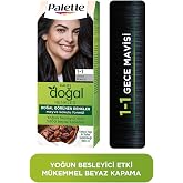 Palette Kalıcı Doğal Renkler 1-1 Gece Mavisi Kakao Yağı & Yulaf &Ccedil;ekirdeği &Ouml;zl&uuml; Sa&ccedil; Boyası