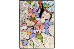 ‎TITA-DONG Gebeizte bemalte Fensterbehänge, dekorative Platte, Kolibri Buntglas-Fensteranhänger, Buntglas-Fensteraufhängung, 20 cm Buntfenster-Panel mit Kette, handgefertigt, patainierter Sonnenfänger für (#4)