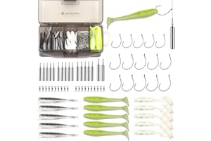 OJYDOIIIY Texas Rig for Bass Fishing, Complete Texas Carolina Rig Kit with Trailers