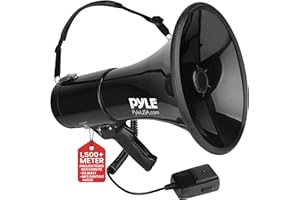 Pyle 50W Megafon mit Sirene & Mikrofon , Tragbar, Handmikrofon, 200m Reichweite Lautsprecher für Outdoor, Sport & Sicherheit Modellvarianten mit AUX/Recorder verfügbar