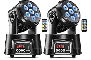 DELIBANG 2Pcs 70W Lyre LED Wash RGBW LED Effets DJ Lumière Disco DMX512 Jeux de Lumière Soirée Tête Mobile Lumière Scène avec Télécommande pour la Fête DJ Disco Bar Club Party Show
