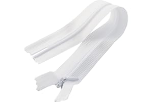Aerzetix - C60523 - Set di 10 Cerniere Invisibili 18cm Non separabili - Cerniera Lampo - Colore Bianco - pelletteria Jeans Pantaloni Vestito Gonna Abbigliamento Cucito