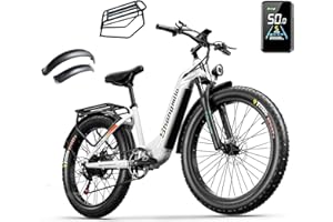 ALNSOOR Shengmilo E Bike,MX06 Bicicleta Eléctrica,26" x 3.0 Fat Tire,batería extraíble de 48V 17.5Ah,Sistema de transmisión de 7 velocidades,Bicicleta eléctrica para Adultos