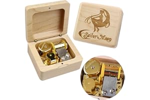 Sinzyo Sailor Moon Caja de Música de Madera Vintage Navidad San Valentín Cumpleaños Regalo (Caja de madera de arce)
