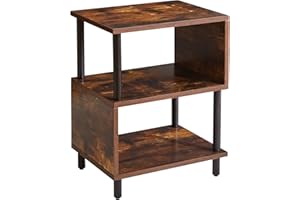 Aibiju Home Comodino, Tavolino da Divano, Tavolino Stretto con Ripiano per Soggiorno, Camera da Letto/Spazio Ristretto Colore retrò+Gambe Nere,YD-TM152H