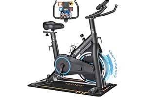 Heimtrainer Fahrrad, SLUNSE Leises Hometrainer Ergometer mit APP Verbessertem LCD-Monitor, Spinning Bike Indoor mit Verstellbarem Widerstand, Fitnessbike bis 180KG für Kardio-Training zu Hause