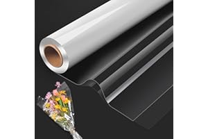 Cellophane Wrap Clear Wrapping Paper Roll,HuiCloud 80CM x 30M Folded Florist Extra Wide Gift Wrappings for Christmas Birthday Gifts Hampers Easter Basket Valentines Day Flowers Crafts