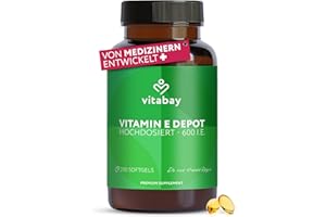 ‎VITABAY Vitabay Vitamin E 600 IE Depot – 200 Vegane Kapseln Hochdosiert mit Tocopherol & Tocotrienol – Trägt zum Schutz der Zellen vor oxidativem Stress bei – Laborgeprüft in Deutschland
