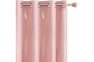 Deconovo Tende per Interni Oscuranti Termiche Isolanti Stampate con Occhielli per Camera da Letto Moderne 117x183 CM Fanciulla Rosa 2 Pannelli