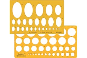 Liquidraw Stencil a forma di ellisse, forma ovale, triangolare, quadrato, esagonale, geometria, per disegnare righelli, tecnico, disegno, ingegneria, architettura (combinazione di cerchi ed ellisse)