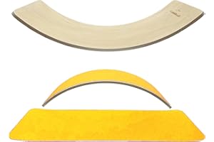 KiddiRedi® Wooden Balance Board Montessori Wobble Sensory Feeling Toddler Kids Adults Curvy Seesaw Swing Learning Development Health Physical Education Toy Free Extra Felt Toy Wood Play Autism ADHD