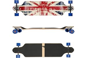 FunTomia Longboard avec 3 niveaux de flexibilité - Drop Down - Roulement à billes Mach1 Speed - Outil en T -