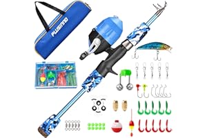 PLUSINNO Angel Set für Kinder,Angelset Kinder,Angelrute Set Kinder mit Angelrolle und Köder Set