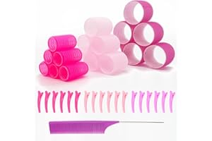 DADAPANGHU Lockenwickler Set 37 Stücke, Lockenwickler Groß Klein, Selbsthaftend Hair Rollers mit 18 Klammern und 1 Kämme, Haarwickler Locken Ohne Hitze für Lange Mittlere Kleine Haar (64/48/32mm)