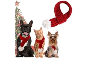QUOHE Bufanda Navideña para Mascotas, Traje de Disfraz de Perro y Gato, Ropa Roja para Decoración Navideña, Regalo Disfraces Bufanda de Navidad para Perros Pequeños, Medianos y Grandes, Gatos, 1 Pieza (M)