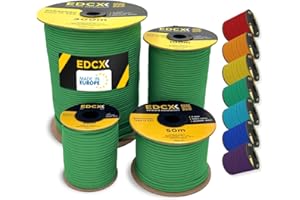 EDCX 4mm Nylon Paracord 550 15, 30, 50, 100 and 300m (50-1000ft) | Ideal for Camping, Survival, Outdoor, Crafting, DIY | 100% Nylon Rope 4mm | Paracord 550 Type III in Solid Colors