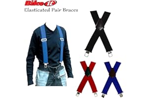BIKE IT BIKEIT HEAVY DUTY ELASTICATED PAIR BRACES Motorbike Biker Rider Braces For Mens Pant Trouser