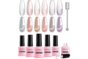AIMEILI Cat Eye UV-gelset – 6 färger nagellack med magnet, blötlägg off UV nagellack – 8 ml, 6–62