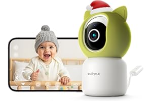 OUTINPUT 2K 4MP Baby Monitor Telecamera WiFi Interno 355°, APP Controllo, Luce Notturna Calda, Visione Notturna, Audio Bidirezionale, Promemoria Allattamento, Promemoria Temperatura e Umidità, Ninne Nanne