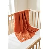 HAMUR 4 Katlı M&uuml;slin Bebek Pikesi%100 Pamuk 85x100 cm Yenidoğan Bebek Arabası Puset &Ouml;rt&uuml;s&uuml; Battaniye Kiremit