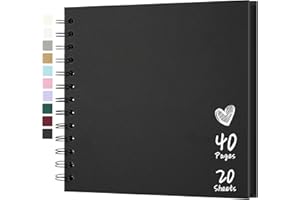 Hiwhy Scrapbook 7x7 Inch DIY Scrapbook Album Hardcover Kraft Paper Scrap Book Photo Albums 20 Sheets Memory Book for Family Wedding, Black