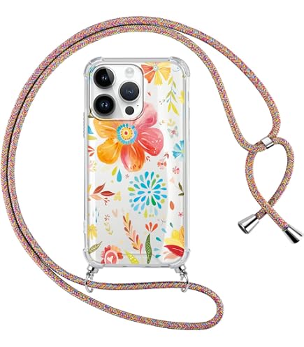 Coque IPhone 16 Pro Avec Cordon Léopard - Transparente, Silicone/PC, Lanyard Réglable