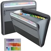 A4 Expandable Document Sleeve - Document Sorter with Zipper Closure - 13 Compartments - Document Folder Organizer with Front