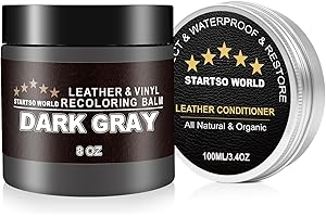 STARTSO WORLD Kit de Réparation Gris foncé - 200ml de Teinture Cuir avec 100ml d'entretien - Peinture Cuir Liquide pour Réparer Les Rayures et la Décoloration sur Canapés, Sièges d'Auto, Vinyle, Chaussures