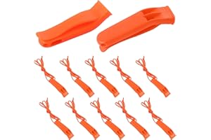 AUGSUN Lot de 10 sifflets de sécurité en plastique avec cordon pour urgence