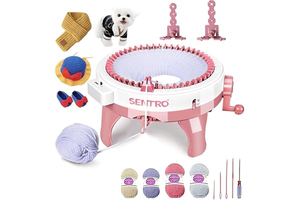 SENTRO Machine à tricoter, 48 aiguilles tisser rond, machines planche tricoter rotative double kit de pour adultes/enfants, bricolage, écharpe, chapeau, chaussettes