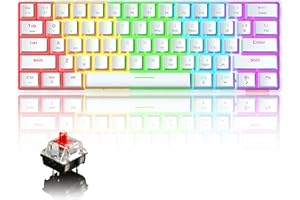 URCHOICELTD 60% Teclado mecánico Cableado/inalámbrico Teclado Bluetooth 5.0 61 teclas RGB Rainbow LED con retroiluminación USB tipo C Teclado para juegos a prueba de agua Teclas anti-fantasma (interruptor rojo)