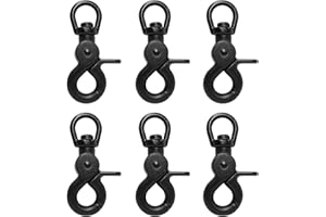 DOYUKY 6 Piezas Mosquetón con Giratorio, Gancho Clip de Perro Giratoria, Aleación Zinc Giratorio Mosquetones, Broche de Langosta Anillo Llavero, para Correa de Perro(Negro)