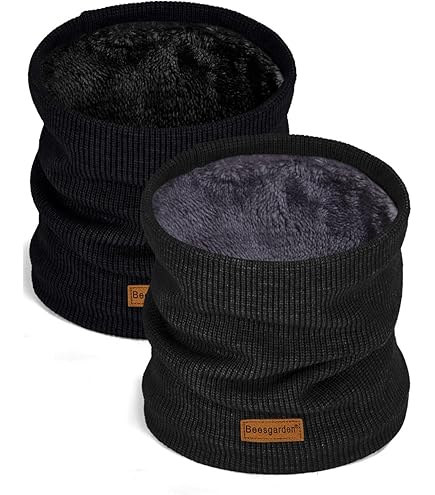 HYUET Ronde sjaal, nekwarmer van dik gebreide stoffen, zachte thermische fleece voering, wintersjaal, colsjaal, voor mannen en vrouwen, voor skiën