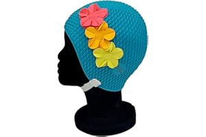 Blue Reef Paris Bubble Single Solid Color Floral Señoras Clásico Retro 3 Flor Tropical Multicolor Fila 3D Pétalo 3 Color Elegante Vintage Natación Sombrero Talla Única Adultos Correa Ajustable