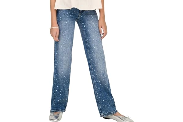 Only & Kids Kogjuicy RHS breda ben DNM Cro557 Noos, Mellanblå denim, 134