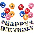 Sonic Birthday Decorations Cartoon Sonic Party Pack with 1pcs Happy Birthday Sonic Banner and 12pcs 12inch Sonic Birthday Balloons for Kids Girls Boys Sonic Party Decorations,Sonic Party Supplies