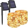 Guirlande Lumineuse Solaire Extérieur 12M 120 LED - Lot De 2 - Étanche IP65, 8 Modes, Automatique - Pour Jardin, Balcon, Fêtes (Blanc Chaud)