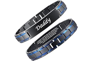 XUANPAI Mens Bracelets Dad Bracelet from Daughter - Daddy Gifts Grandad Bracelets Fathers Day Dad Gift from Son Personalised Bracelet for Men Engraved Love Quote Men's Jewellery for Father