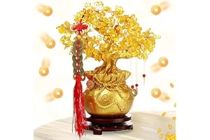 Oneroomone Bogate drzewo, drzewko pieniężne Feng Shui Bonsai, złote drzewko szczęścia, do domu, biura, jako dekoracja sklepu