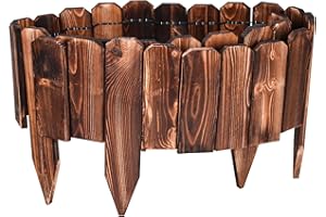 Rollborder Flexibler Holzzaun, Btowin VCF Gartenzaun Rasenkanten Kiefernholz Beeteinfassung Beetumrandung Gartenpalisade mit Zaunpfosten Zuschneidbar Dekorieren Umzäunung 200 x 20 cm