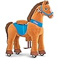 PonyCycle Essential Model E Ride-on Horse Toddler Riding Pony Plush Toy with Brake (Brown/Size 4 for Age 4-8) Outdoor Indoor Rocking Toy Kids Gift - E437