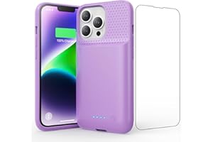 EKRIST Akkuhülle für iPhone 13/13 Pro/14, 7500mAh Smart Battery Case Zusatzakku Ladehülle, 2023 Neues Tragbare Handyhülle Akku, Abnehmbare Powerbank Hülle Akku Case für iPhone 13/13 Pro/ 14 [6,1''] (lila)