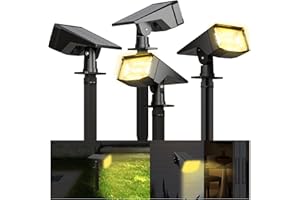 FLOWood Solar Spot Lights Outdoor 4 Pack, 50LED Solar Spotlights Outdoor Garden, IP67 Waterproof 3000k Warm White Solar Landscape Lights, 3 Modes Solar Outdoor Lights for Yard Driveway Porch Walkway