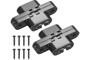 ANBEEISS 2 PzCerniere Nascoste, Cerniere a Scomparsa, Cerniere invisibili a 180 Gradi, Cerniera a Croce per Porte Pieghevoli, Cerniera Nascosta Regolabili in Metallo Nero a 3 Vie per Mobili Porte in Legno