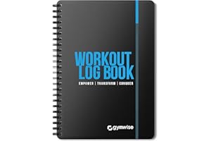 Gymwise Workout Log Book | A5 Size | 110+ Pages | Daily Tips & Quotes | Set Goals | Track Lifts, Weight & Cardio | Premium Fitness Planner (Blue)
