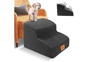 Myiosus Dog Steps for Bed, 2-Step Foam Pet Stairs for Sofa with Removable Waterproof Cover, Non-Slip Dog Ramp Ladder for Small Dogs & Cats, 40x40x30cm, Black