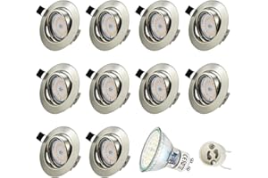 ‎HIBAY HiBay 10er LED Spot Set Einbaustrahler 230V GU10 Schwenkbar Einbauleuchte 68mm lochmaß Deckenspots Rund Einbauspot Inkl.5W Warmweiß Strahler