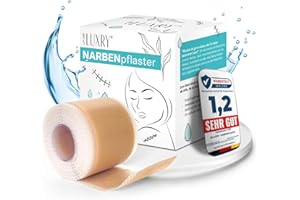 BS Luxry® Narbenpflaster 300 cm – Testsieger (Note 1,2) – Wiederverwendbares Silikonpflaster zur sichtbaren Narbenreduktion bei Kaiserschnitt, OP, Verbrennung, Keloid & Akne – UV-beständig