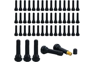 CTYUEYUN 50 Stück Reifenventil TR414,Autoventil mit Staubschutz,Gummireifenventil Ventil Autoreifen,Snap In Ventil Geeignet für Autos LKWs Motorräder Usw