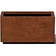 Veradek Corten Steel Series Long Box Planter - Large Rectangular Corten Steel Planter | Naturally Rusting Steel for All-Weather Use | Modern Rustic Décor for Flowers, Tall Plants, Shrubs